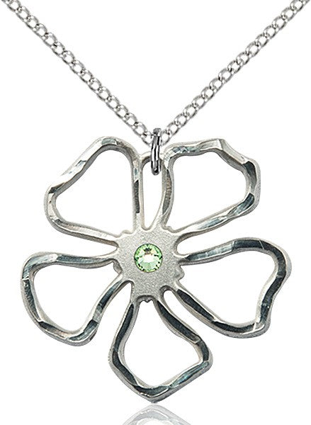 Five Petal Flower Pendant with Birthstone Center