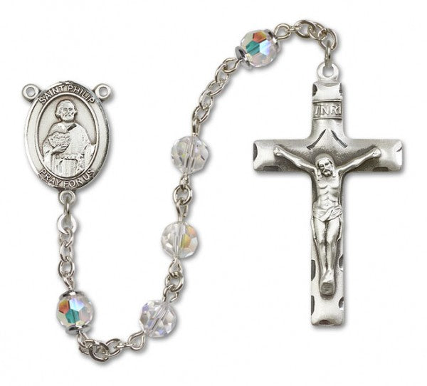 St. Philip the Apostle Sterling Silver Heirloom Rosary Squared Crucifix