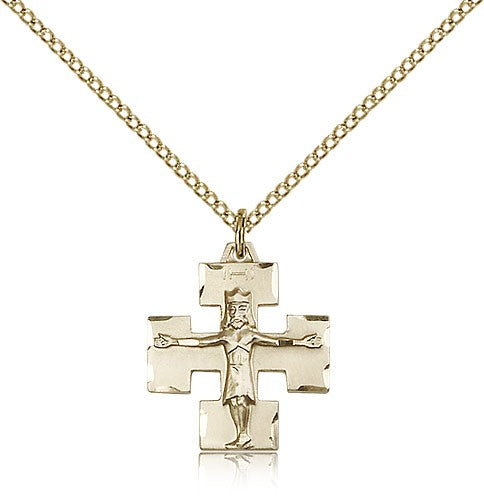 Modern Block Crucifix Medal