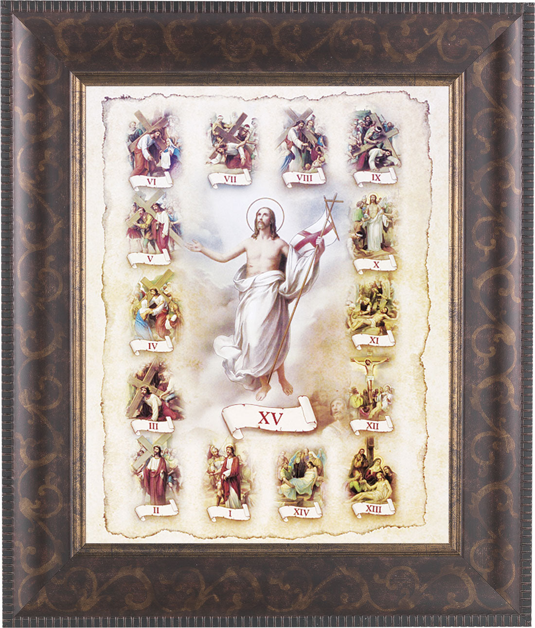 Stations of the Cross Illustrated 8x10 Framed Print Under Glass