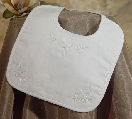Cotton Hand Embroidered Baptism Bib for Girls