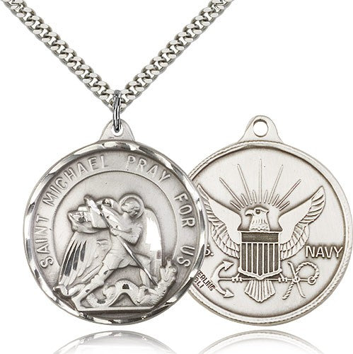 Round St. Michael Navy Medal for Men