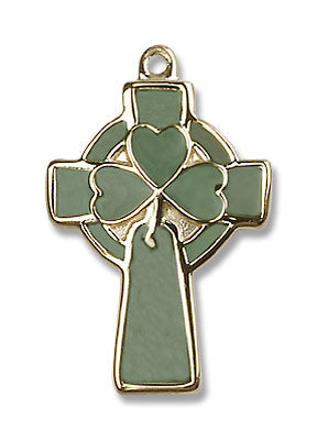 Green Enamel Celtic Cross Pendant
