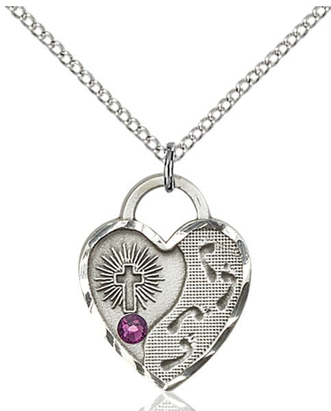 Heart Shaped Footprints Pendant with Birthstone Options
