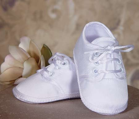 Baptism Shoe Plain White Satin for Boys