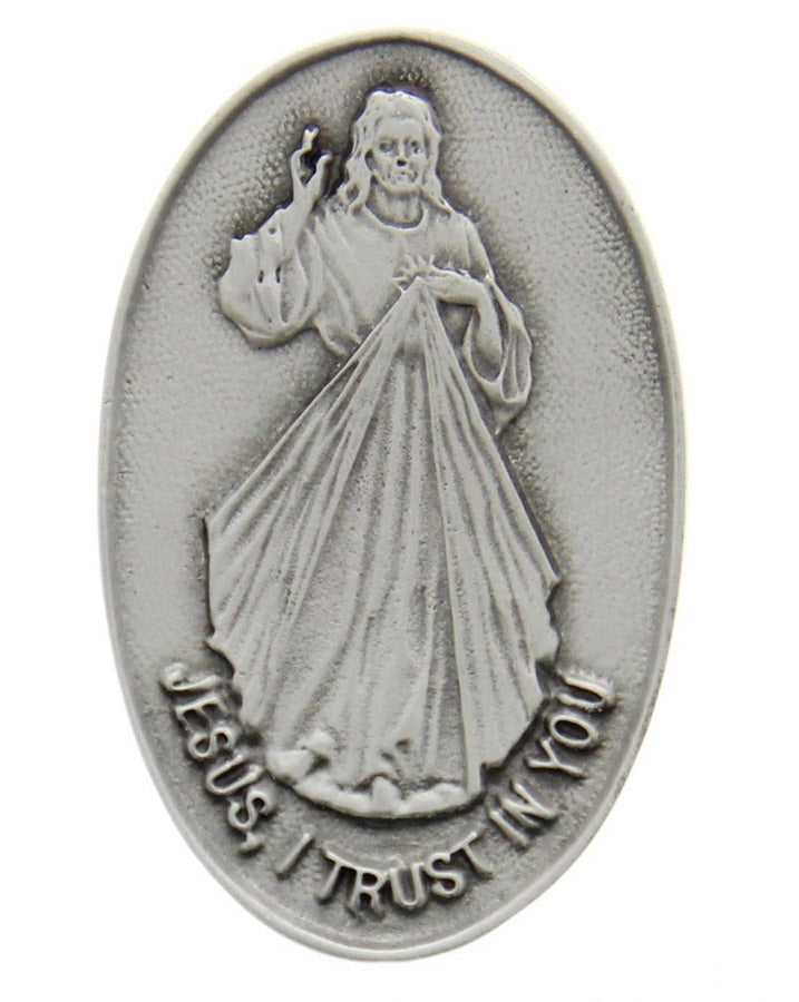 Divine Mercy Visor Clip, Pewter - 2 3/8'H
