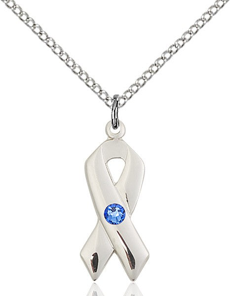 Awareness Ribbon Pendant with Birthstone Options