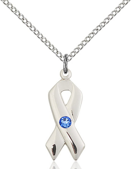 Awareness Ribbon Pendant with Birthstone Options