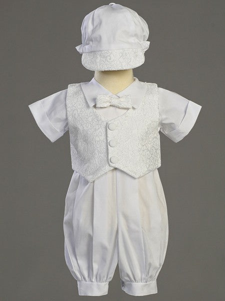 Allen Poly Cotton Baptism Romper Set with Vest