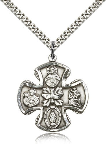 5-Way Pendant with Thick Edges and Descending Dove