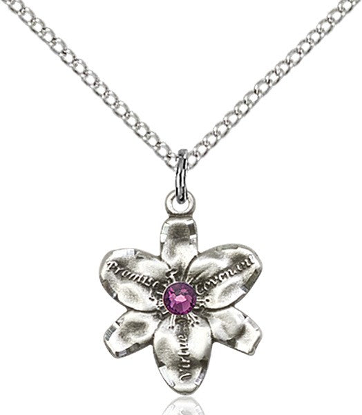 Small Five Petal Chastity Pendant with Birthstone Center