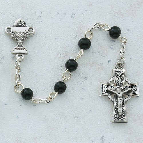 Celtic First Communion Rosary in Pewter for Boys
