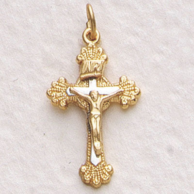 Elegant Budded Gold Crucifix Medal for Women