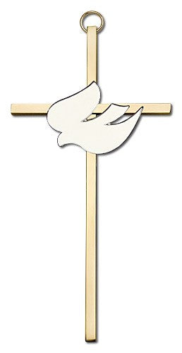 White Enamel Holy Spirit Wall Cross 6'
