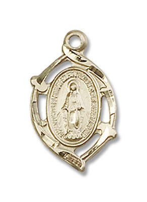 Petite Miraculous Medal Necklace with Pointed Edge