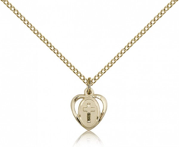 Baby Heart and Cross Pendant