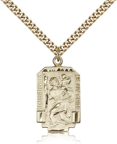Rectangular St. Christopher Necklace with Satin Finish