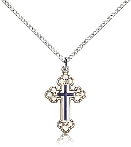Russian Cross Medal with Blue Epoxy for Women