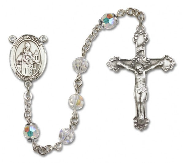 St. Walter of Pontnoise Sterling Silver Heirloom Rosary Fancy Crucifix