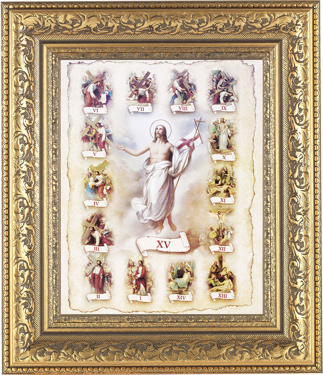 Stations of the Cross Illustrated 8x10 Framed Print Under Glass