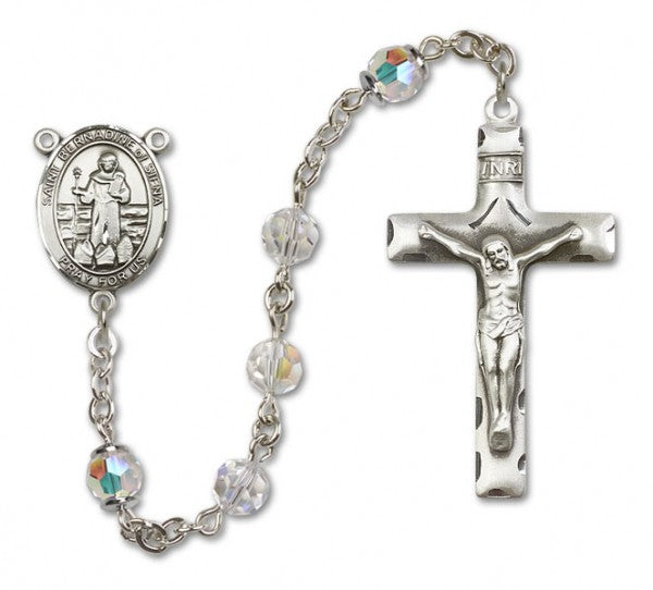 St. Bernadine Sterling Silver Heirloom Rosary Squared Crucifix