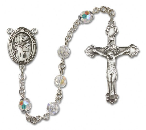San Juan de la Cruz Sterling Silver Heirloom Rosary Fancy Crucifix