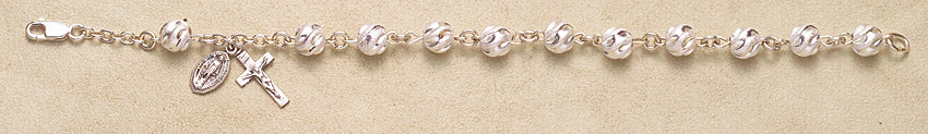 Rosary Bracelet - Sterling Silver Round Swirl
