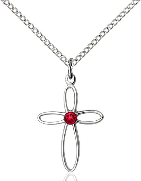 Cut-Out Cross Pendant with Birthstone Options
