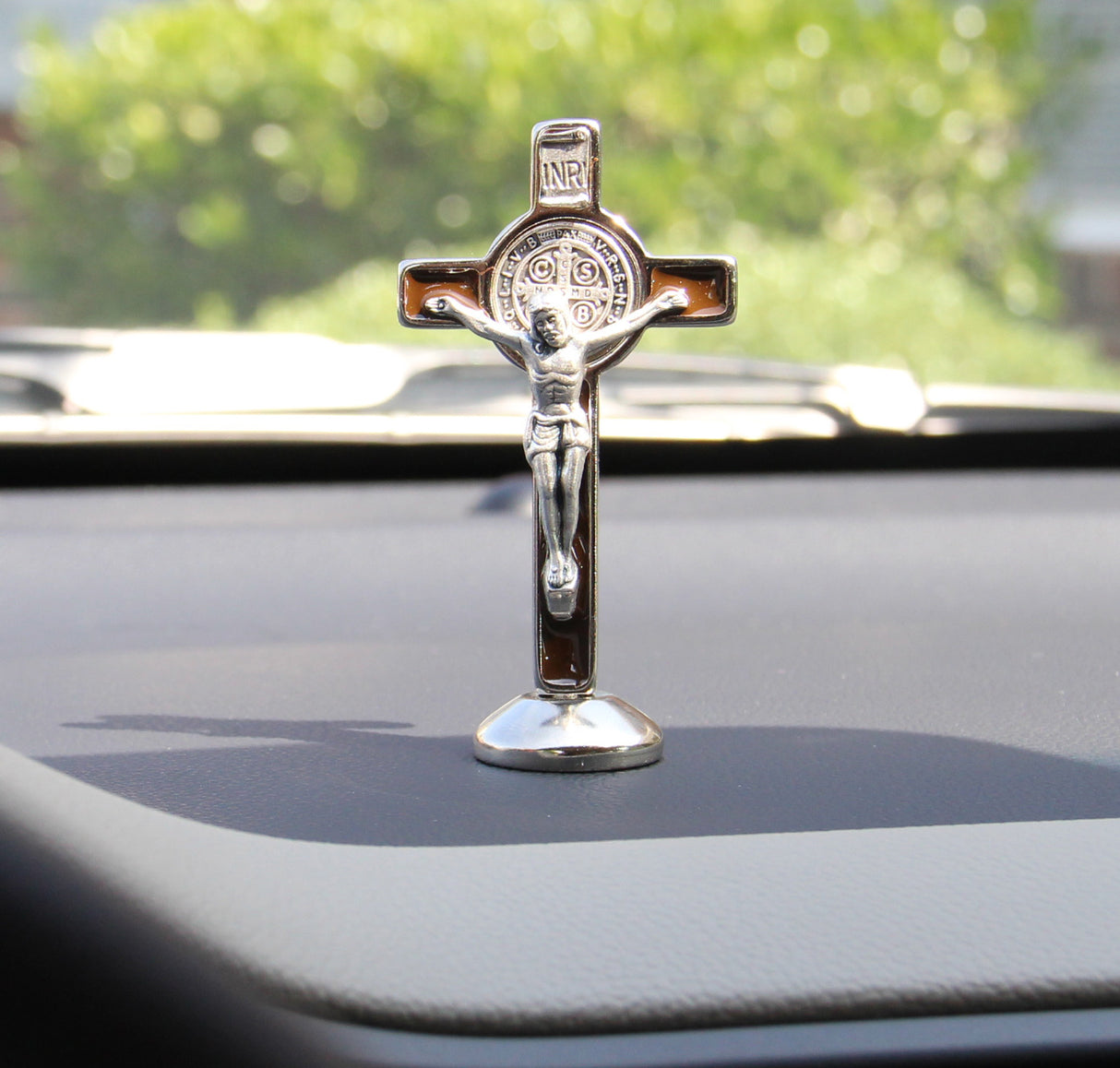 St. Benedict Dashboard Crucifix in Brown 3'
