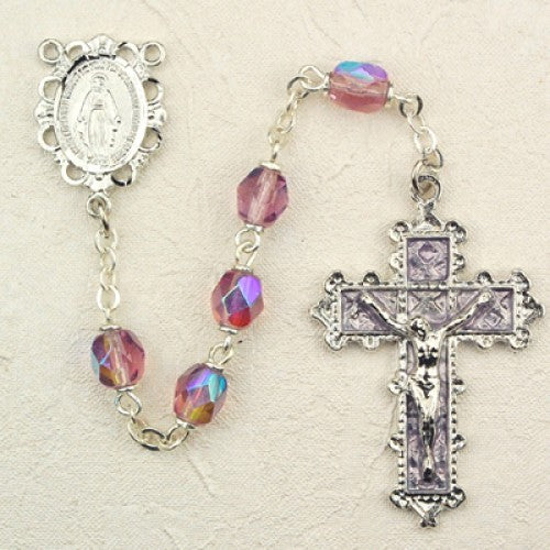 June Birthstone Rosary (Alexandrite) - Rhodium Plated