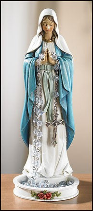 Madonna Rosary Holder Statue - 8" H