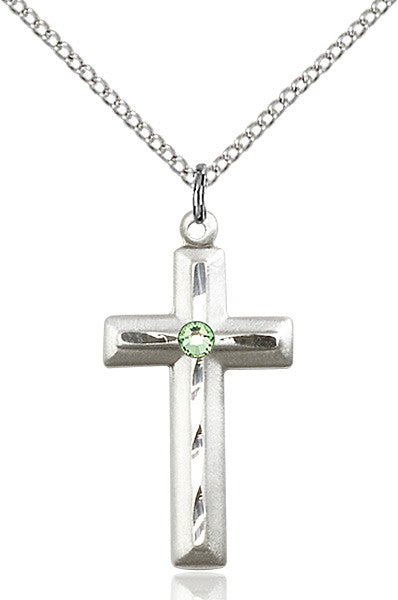 Matte and Polished Cross Pendant with Birthstone Options