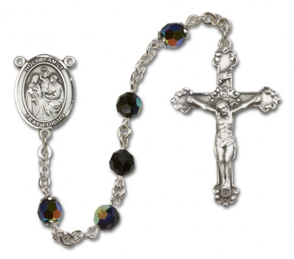 Holy Family Sterling Silver Heirloom Rosary Fancy Crucifix