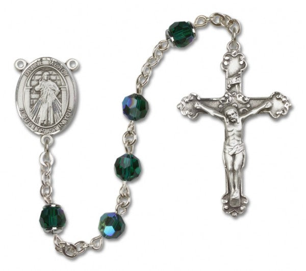 Divine Mercy Sterling Silver Heirloom Rosary Fancy Crucifix