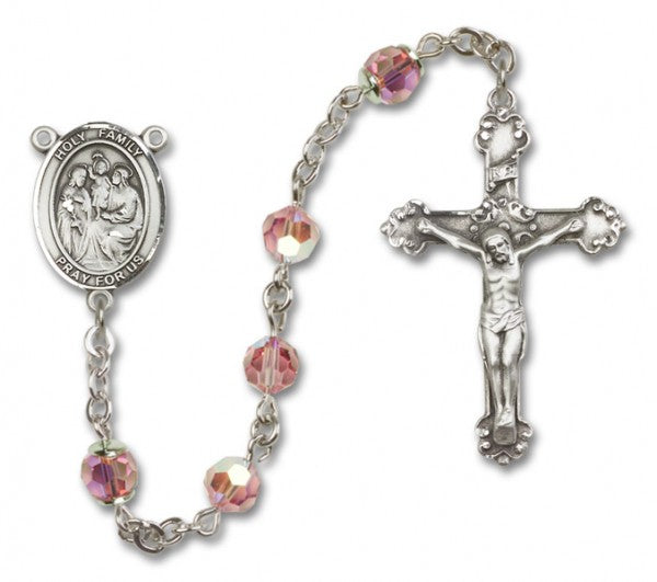 Holy Family Sterling Silver Heirloom Rosary Fancy Crucifix
