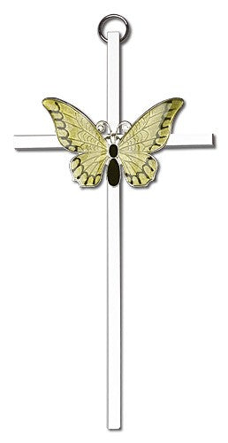 Resurrection Butterfly Wall Cross in Yellow 6'