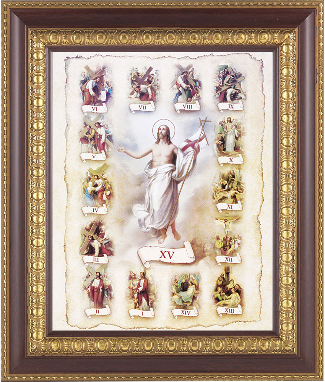 Stations of the Cross Illustrated 8x10 Framed Print Under Glass