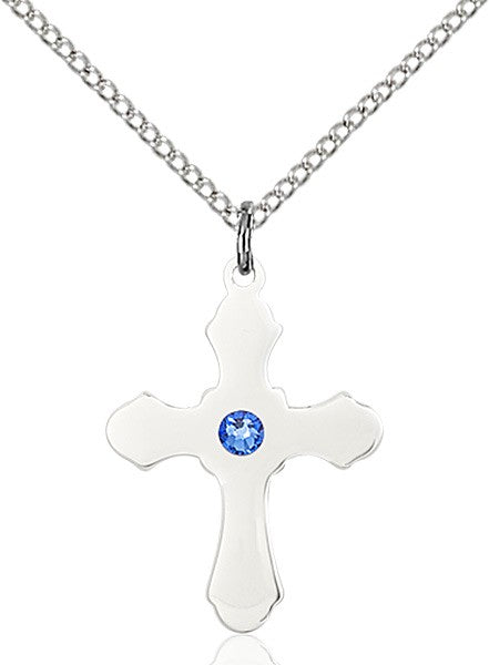 Medium High Polished Soft Edge Cross Pendant with Birthstone Options