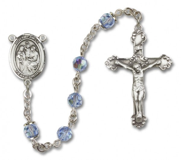 Holy Family Sterling Silver Heirloom Rosary Fancy Crucifix