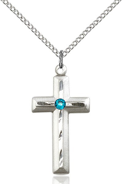 Matte and Polished Cross Pendant with Birthstone Options