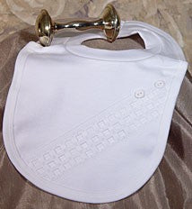 Cotton Interlock Baptism Bib with Buttons for Boys