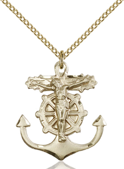 Anchor Crucifix Medal Necklace