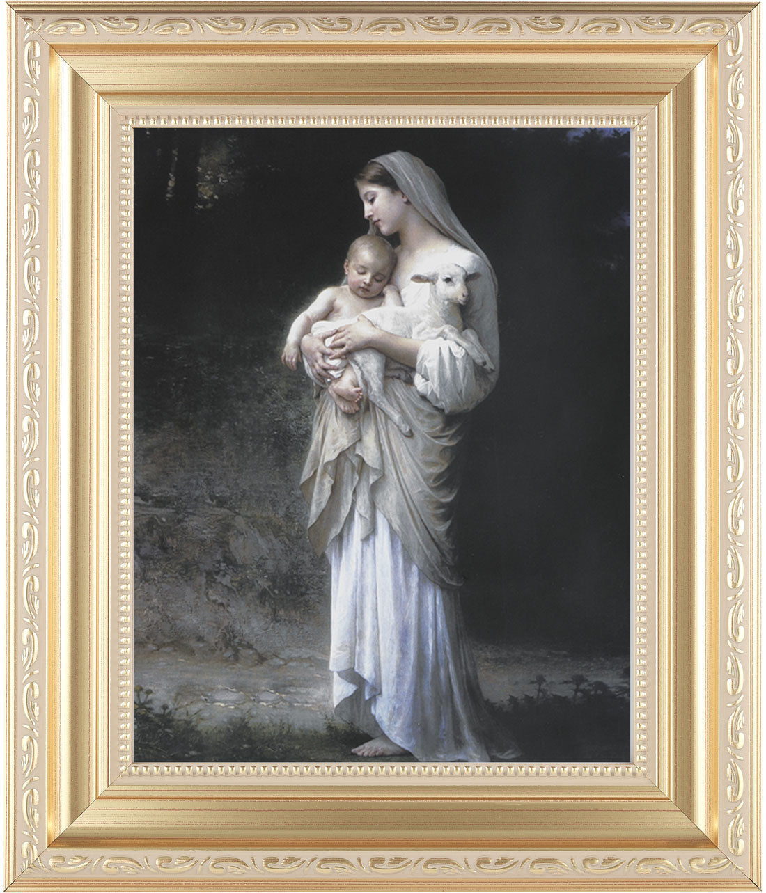 Madonna and Child with Baby Lamb 8x10 Framed Print Under Glass