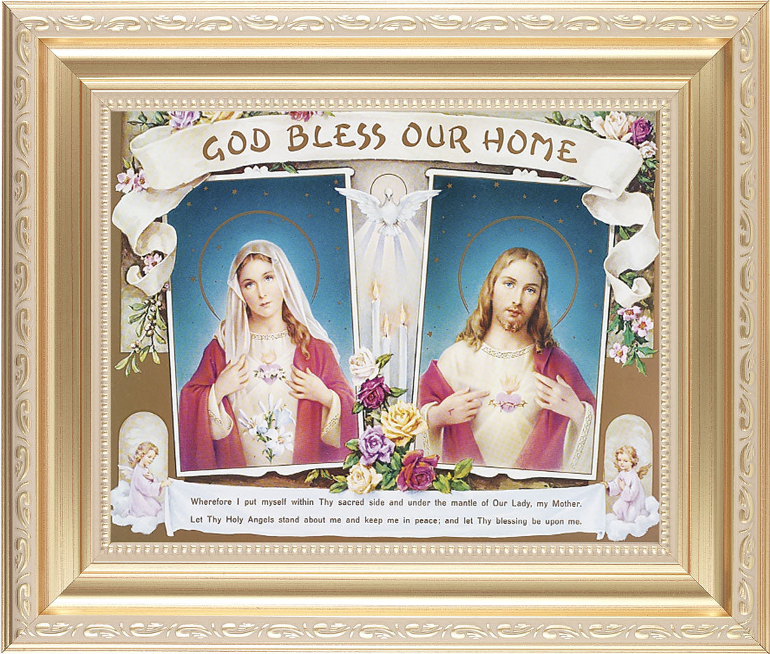 God Bless Our Home Sacred Hearts 8x10 Framed Print Under Glass