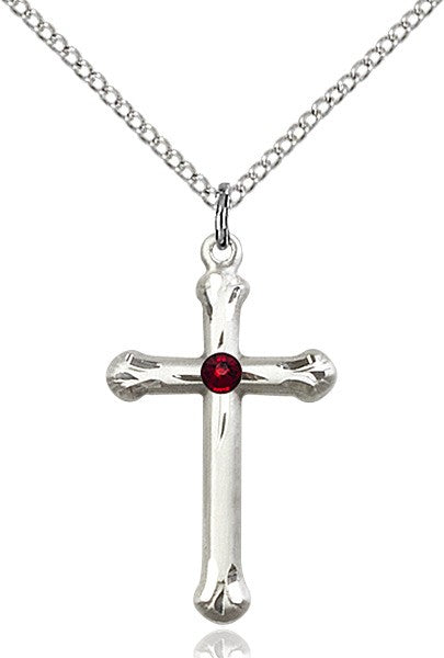 Teardrop Edge Cross Pendant with Birthstone Options