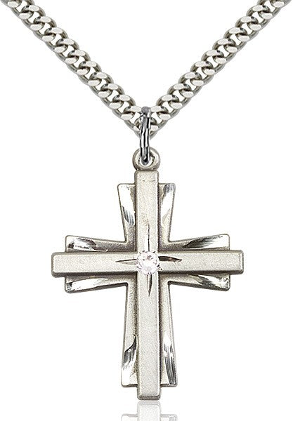 Large Women's Cross on Cross Pendant with Birthstone Options