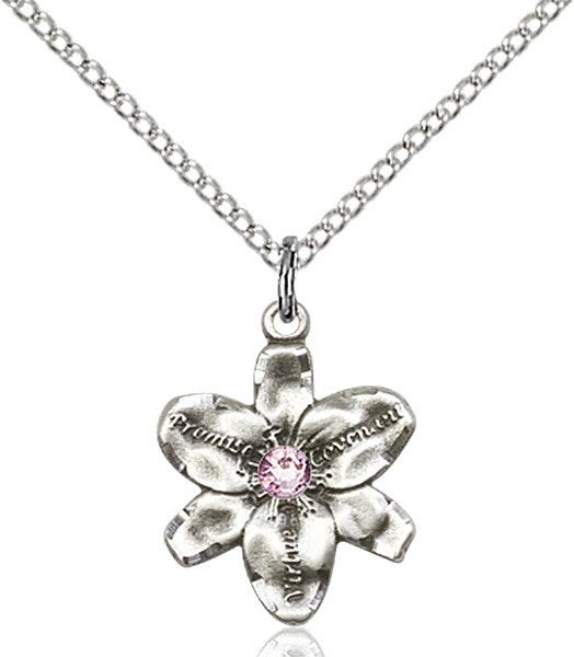 Small Five Petal Chastity Pendant with Birthstone Center