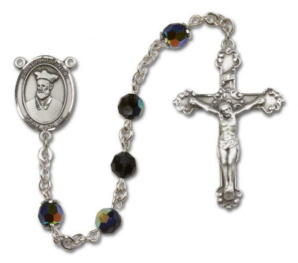 St. Philip Neri Sterling Silver Heirloom Rosary Fancy Crucifix