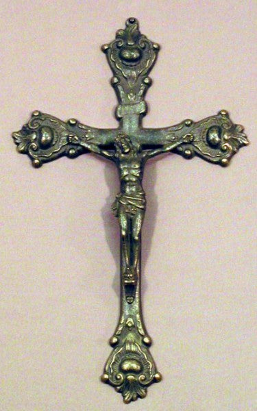 Crucifix in Antiqued Brass - 12.5'H