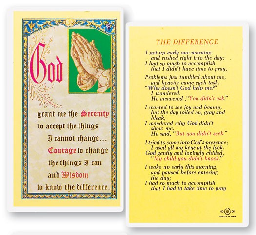 The Difference Serenity Laminated Prayer Card